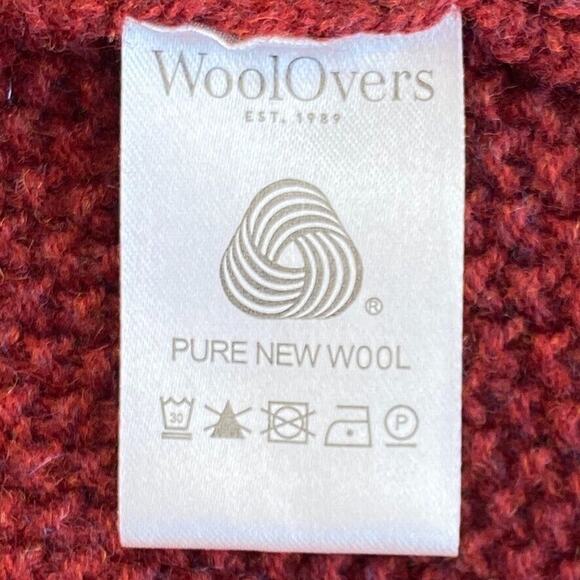 Woolovers Lambswool Cardigan Sweater Womens Small Maroon Long Fisherman Knit - Picture 3 of 13